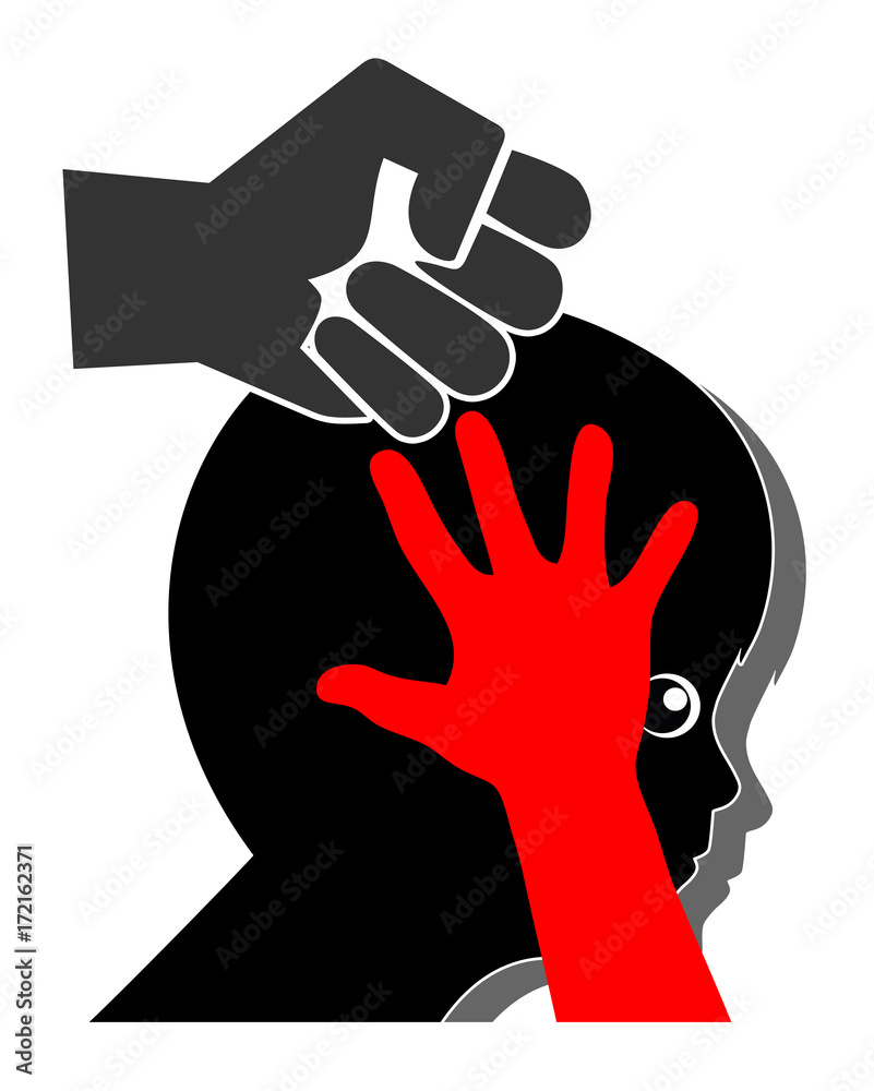 Obraz premium Violence against Kids. Concept sign for corporal punishment and spanking causing pain