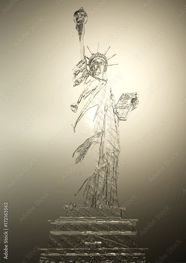 Digital 3D Illustration of a Statue of Liberty Relief Digital 3D Illustration of a Statue of Liberty Relief