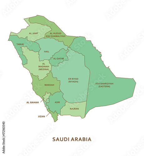 Saudi Arabia regions, vector geography background