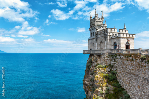 Castle Swallow's Nest on sea rock in Crimea, Russia. Landscape in summer. photo