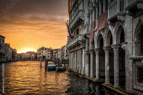 Obraz Canale Grande z pałacu Ca 'd'Oro o zachodzie słońca w Wenecji