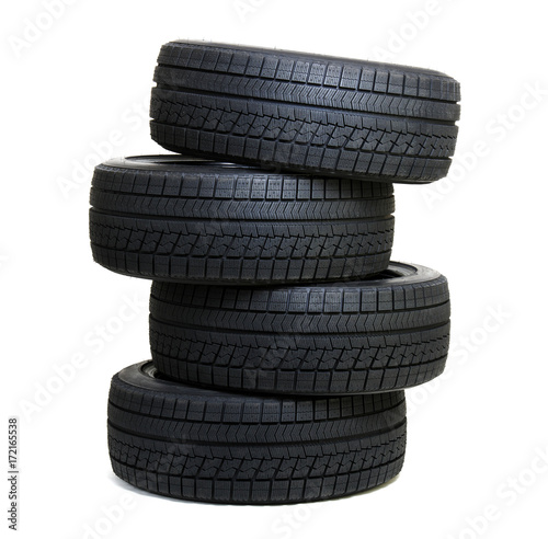 Obraz na płótnie Car tires on white w salonie