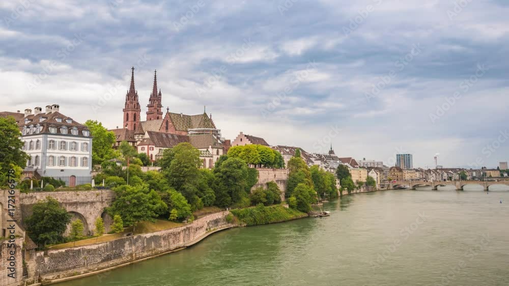 Basel city skyline timelapse and Rhine River, Basel, Switzerland, 4K Time lapse Basel city skyline timelapse and Rhine River, Basel, Switzerland, 4K Time lapse