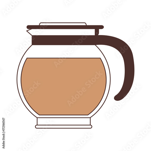 rounded glass jar recipient of coffee with handle silhouette color section on white background vector illustration