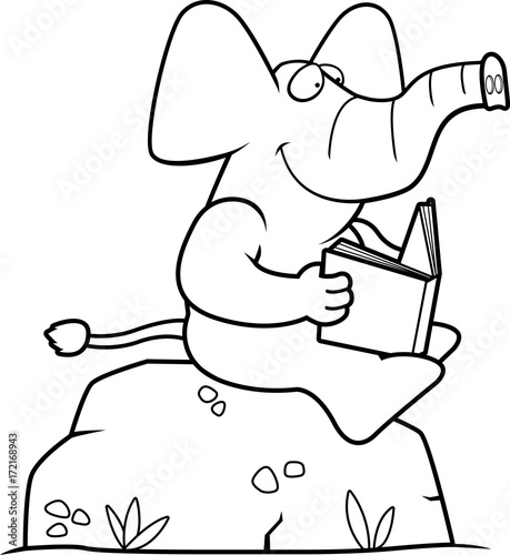 Cartoon Elephant Reading