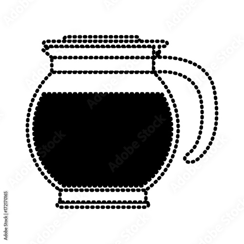 rounded glass jar recipient of coffee with handle silhouette dotted monochrome on white background vector illustration