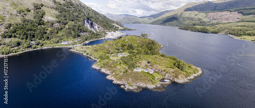 Aerial view of Ardchattam and Bonawe seen from Loch Etive