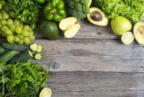 Fototapeta Naklejka Na Ścianę i Meble -  healthy green vegetables and fruits