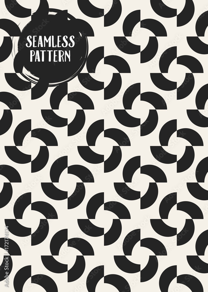 Fototapeta premium Abstract concept vector monochrome geometric pattern. Black and white minimal background. Creative illustration template. Seamless stylish texture. For wallpaper, surface, web design, textile, decor.