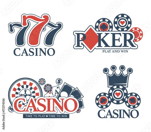 Casino poker gambling vector icons templates of chips and gamble cards