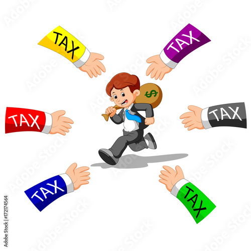 businessman running away from tax
