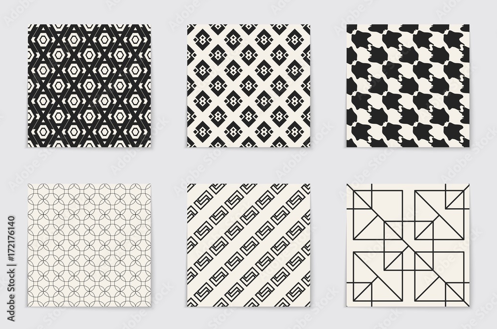 Fototapeta premium Abstract concept vector monochrome geometric pattern. Black and white minimal background. Creative illustration template. Seamless stylish texture. For wallpaper, surface, web design, textile, decor.