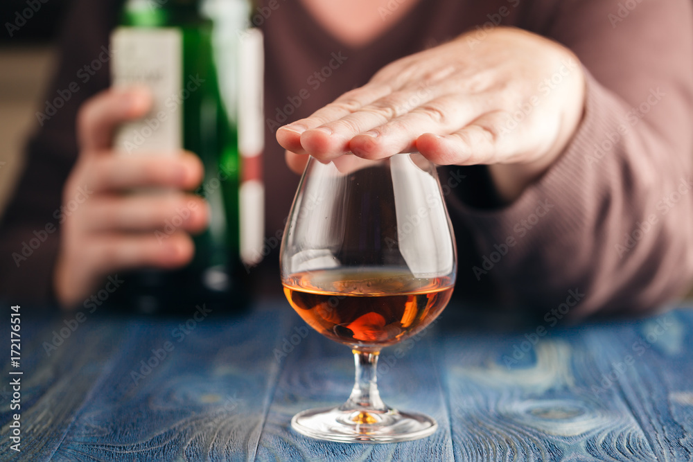 problem of alcoholism, man stop drinking more