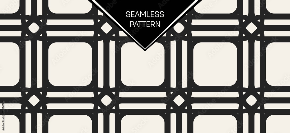 Fototapeta premium Abstract concept vector monochrome geometric pattern. Black and white minimal background. Creative illustration template. Seamless stylish texture. For wallpaper, surface, web design, textile, decor.