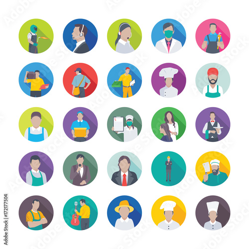 Professions Flat Vector Icons Set 6 photo