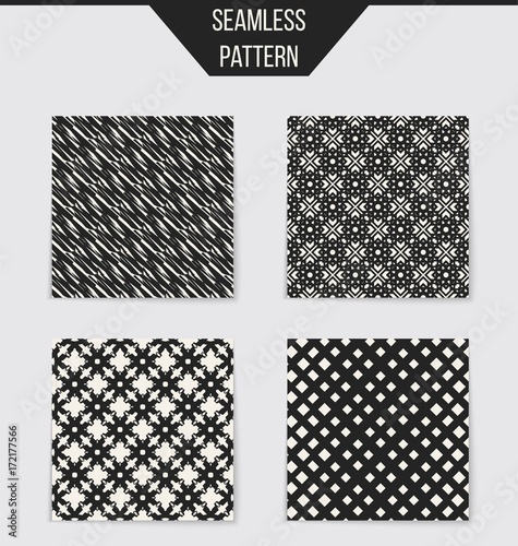 Abstract concept vector monochrome geometric pattern. Black and white minimal background. Creative illustration template. Seamless stylish texture. For wallpaper, surface, web design, textile, decor.