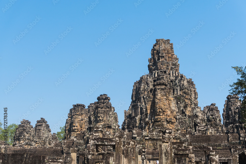 Bayon temple in angkor thom siem reap cambodia