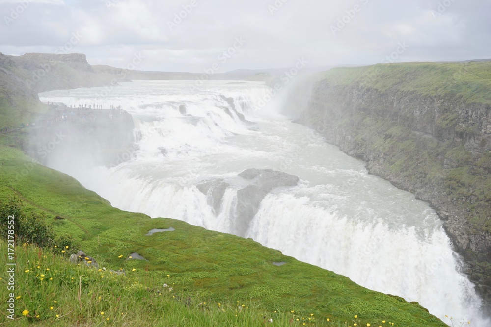 Landschaft in Islands Süd-Westen - Golden Circle: Wasserfall Gullfoss Stock  Photo | Adobe Stock