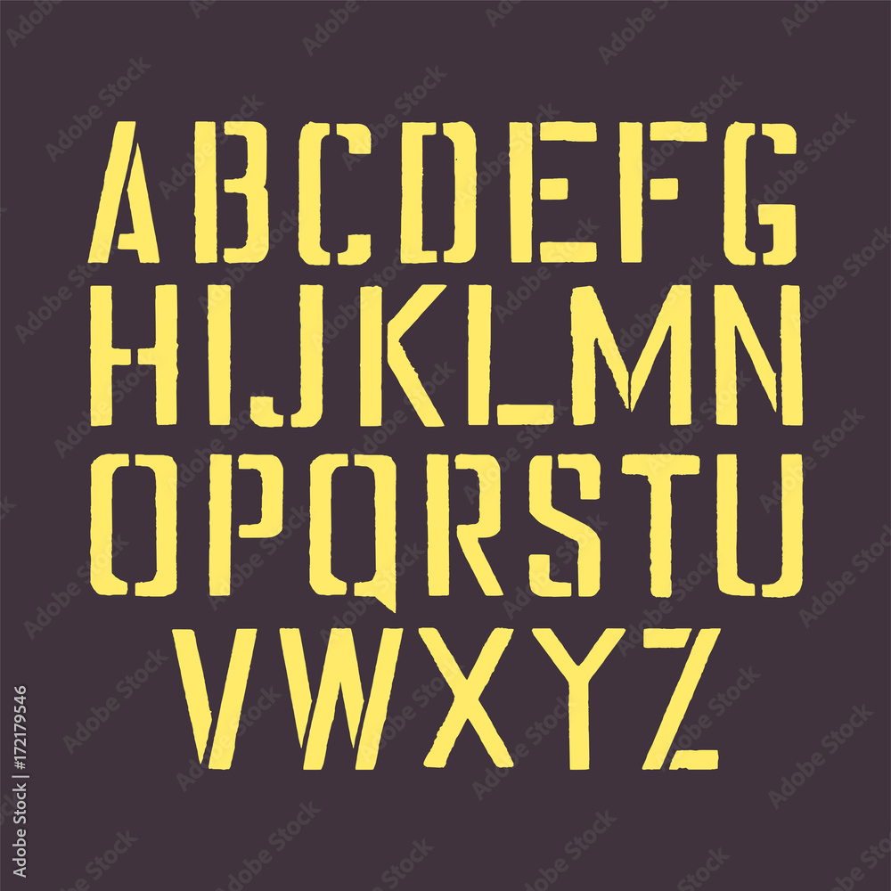 Stencil english alphabet. Stamp stencil letters with a frame. Stamp isolated font for urban retro signage. Stencil english alphabet. Stamp stencil letters with a frame. Stamp isolated font for urban retro signage.