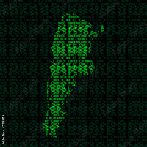 Silhouette of Argentina from binary digits photo