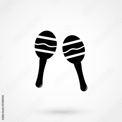 Crossed maracas, rumba shakers or shac-shacs musical instrument flat icon for music apps and websites