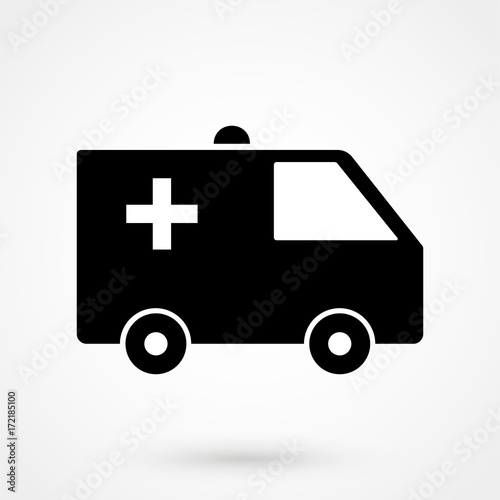 Ambulance truck icon vector, filled flat sign, solid pictogram isolated on white. Symbol, logo illustration. Pixel perfect