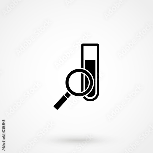 Illustration of a chemical test tube with a magnifier