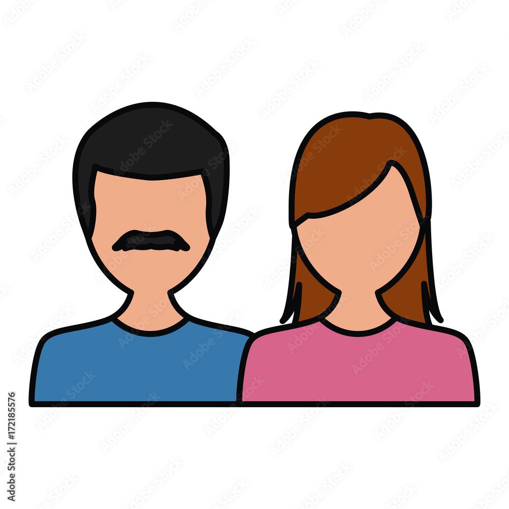 Fototapeta premium Couple faceless avatar icon vector illustration graphic design