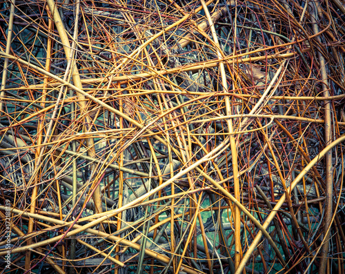Bamboo or willow wicker background. Vintage.