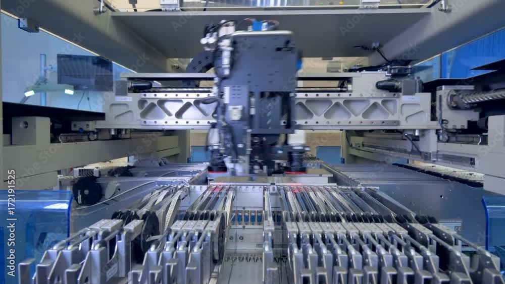Microelectronics production line. Microcircuit chip production. 4K.