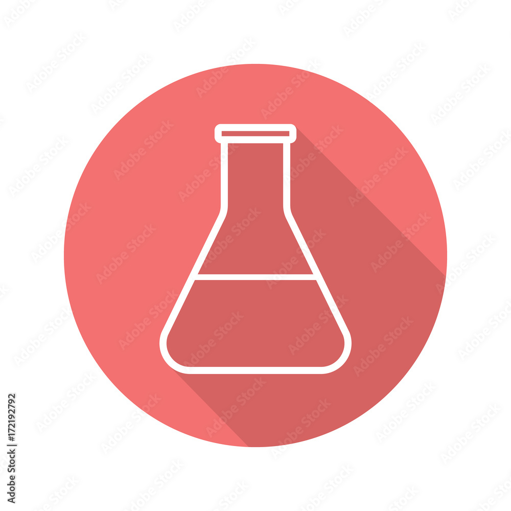 Lab beaker flat linear long shadow icon Lab beaker flat linear long shadow icon