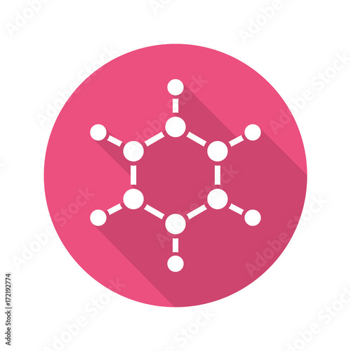 Molecule flat design long shadow glyph icon