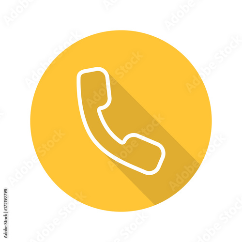 Phone handset flat linear long shadow icon