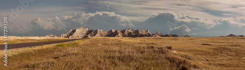 Gorgeous breathtaking majestic panoramic view of grassland and mountains in national park