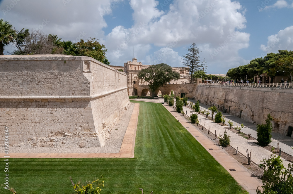 Entrance gardens to the ancient Mdina, Malta