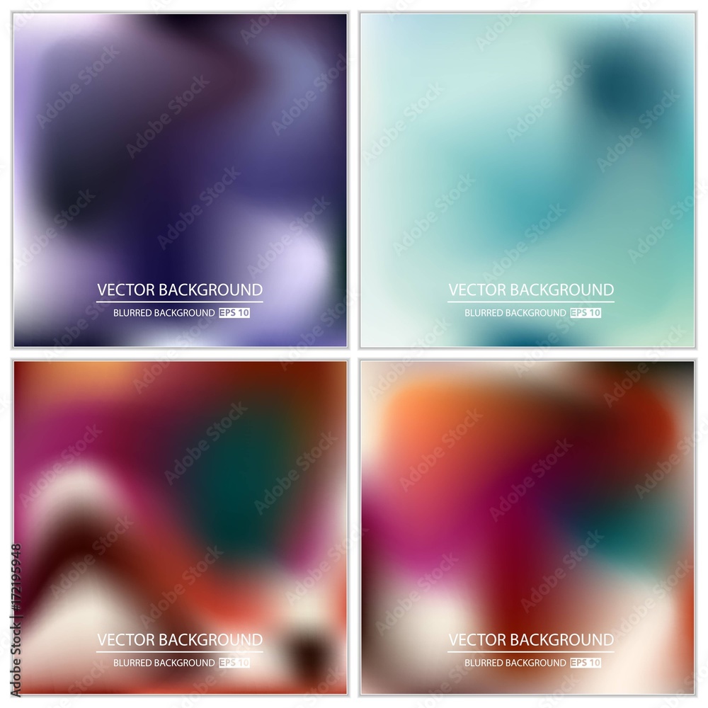 Abstract Creative concept vector multicolored blurred background set. For Web and Mobile Applications, art illustration template design, business infographic and social media, modern decoration