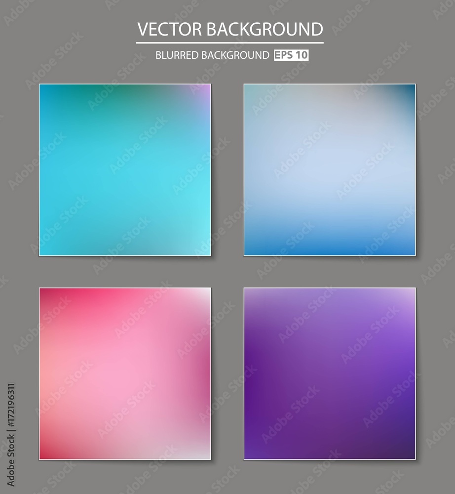 Abstract Creative concept vector multicolored blurred background set. For Web and Mobile Applications, art illustration template design, business infographic and social media, modern decoration