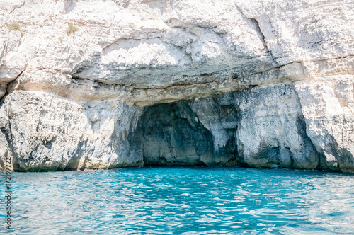 Deep blue waters in the the blue grotto, Malta