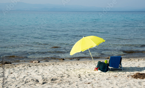 Beach umbrella at a sandy beach