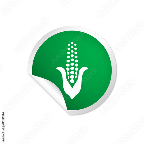 runder Sticker grün - Maiskolben