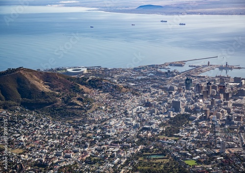 Landscape on top of the table mountain nature reserve in Cape Town at South Africa