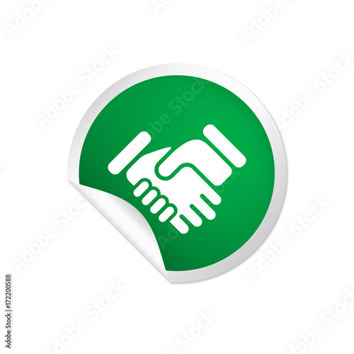runder Sticker grün - Handschlag