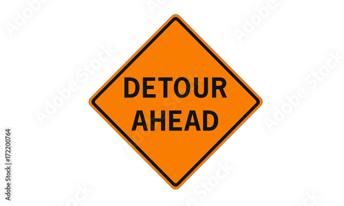 Detour ahead warning sign