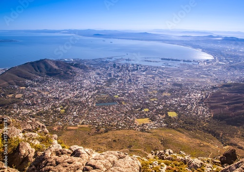Landscape on top of the table mountain nature reserve in Cape Town at South Africa