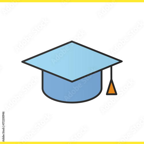 Square academic graduation cap color icon