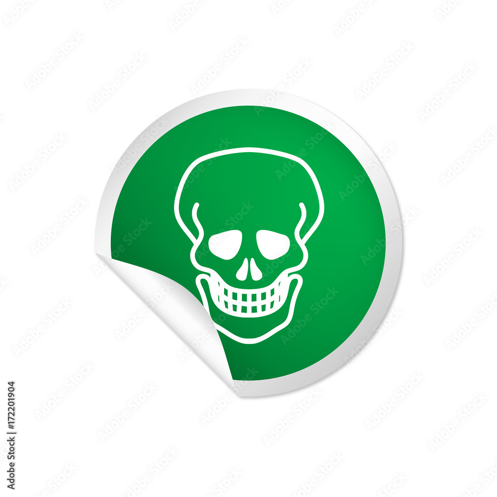 runder Sticker grün - Totenkopf