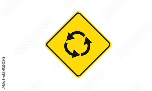 Roundabout ahead warning sign