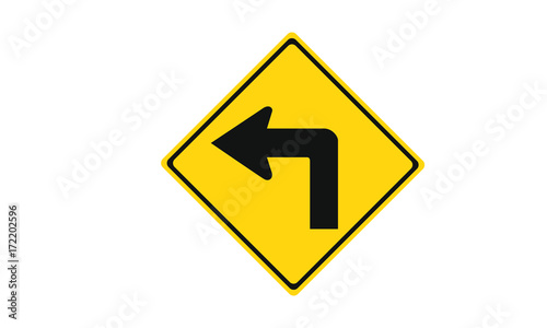 Sharp left turn ahead sign