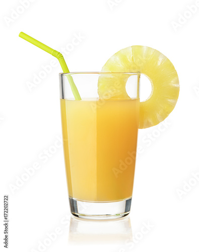 Front view of pineapple juice glass