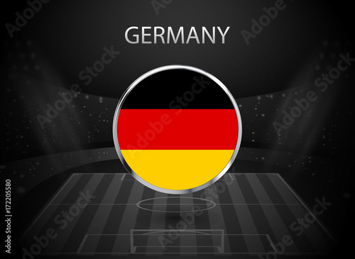 eps 10 vector Germany flag button isolated on black and white stadium background. German national symbol in silver chrome ring. State logo sign for web  print. Original colors graphic design concept